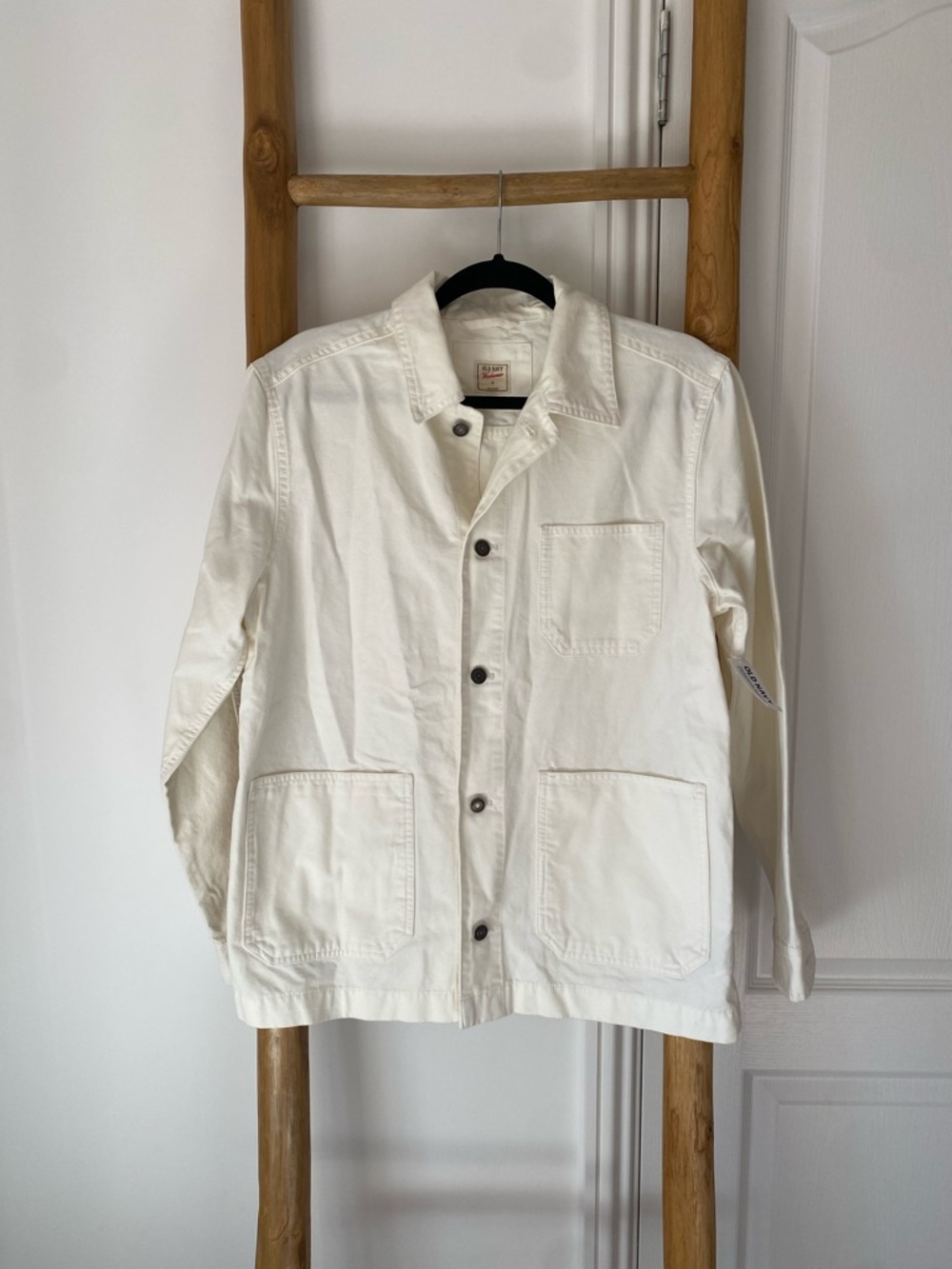 Old Navy Workwear Chore Canvas Shirt Jacket Men’s Medium White 100% Cotton NWT
